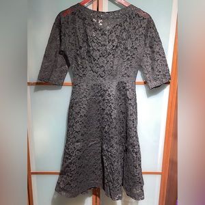 Handmade Womens Vintage 50s 60s A-Line Black Floral Lace Cocktail Evening Dress
